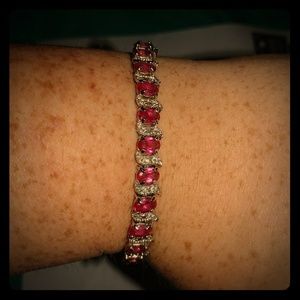 Sterling silver and Ruby tennis bracelet